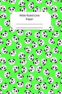 Cute Baby Panda Theme Wide Ruled Line Paper