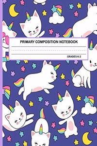 Primary Composition Notebook Grades K-2 Kawaii Kitty Cat