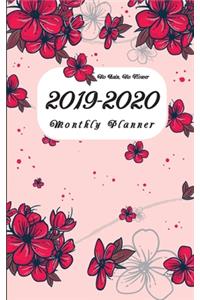 F4 Monthly Planner Red Flowers Floral Cover: Two Year - Monthly Calendar Planner 5 x 8'' - 24 Months For Academic Agenda Schedule Organizer