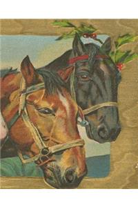 Rustic Vintage Christmas Horses Holly Berries School Composition Book 130 Pages