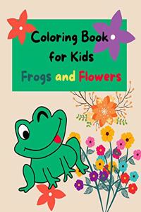 Coloring Book for Kids Frogs and Flowers