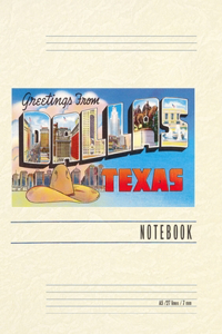 Vintage Lined Notebook Greetings from Dallas, Texas