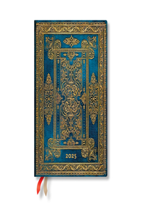 Paperblanks 2025 Daily Planner Blue Luxe Luxe Design 12-Month MIDI Elastic Band 416 Pg 80 GSM