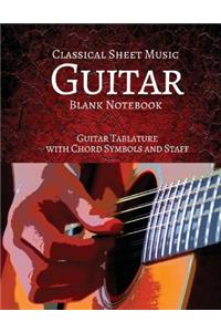 Classical Sheet Music Guitar Blank Notebook