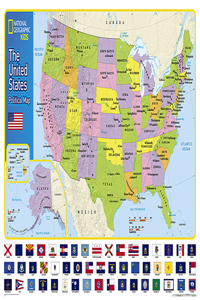 National Geographic United States for Kids Wall Map - Laminated (Poster Size: 36 X 24 In)
