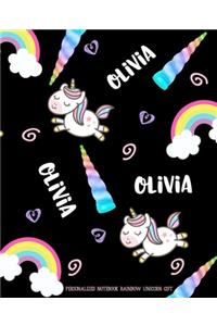 Olivia Personalized Notebook Rainbow Unicorn Gift