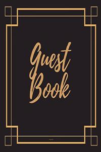 Guest Book - Gold Frame #5 For any occasion Light Green Color Pages 8.5 x 8.5 Inches 82 pages