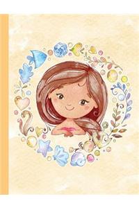 Yellow Watercolor Mermaid Wreath Composition Notebook, Dot Grid