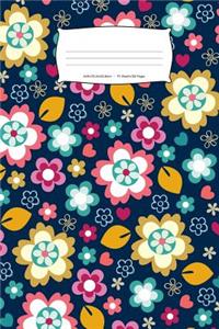 Blue Pink Yellow Flower Notebook 6x9 Inches / 15.24x22.86 CM