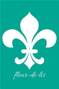 fleur-de-lis - Persian Green Blank Notebook with Fleur de Lis Corners