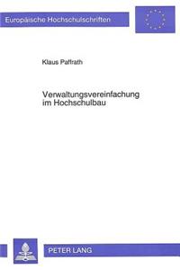 Verwaltungsvereinfachung Im Hochschulbau
