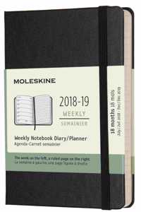 2019 Moleskine Notebook Black Pocket Weekly 18-month Diary Hard (July 2018 to December 2019)