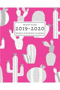 2019-2020: 16-Month Weekly and Monthly Planner/Calendar Sept 2019-Dec 2020 Gray and White Cactus on Hot Pink Fun and Colorful