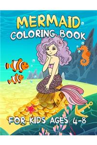 Mermaid Coloring Book for Kids Ages 4-8