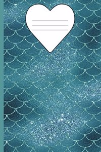 Composition Notebook Mermaid Glitter - Marble Wide Ruled