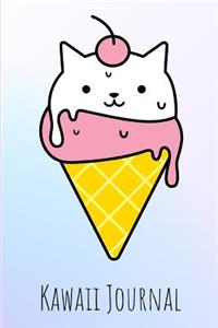 Kawaii Journal: Cute Ice Cream Kitty Cat Notebook for Women, Teens & Girls