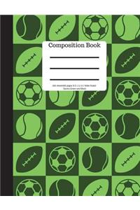 Composition Book 200 Sheet/400 Pages 8.5 X 11 In.-Wide Ruled Sports Green Black