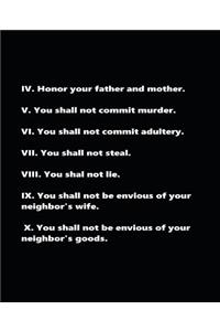 Religious School Composition Book Last Seven Commandments Modern Black White
