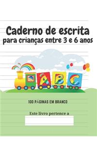Caderno de escrita para crianças entre 3 e 6 anos