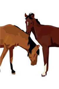 Horse Illustration School Composition Book Equine Two Horses