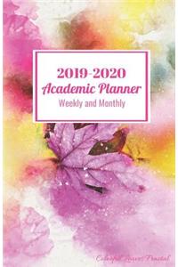 2019-2020 Academic Planner Weekly and Monthly Colorful Leaves Fractal