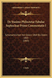 De Stasimo Philoctetae Fabulae Sophocleae Primo Commentatio I