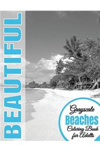 Beautiful Grayscale Beaches Adult Coloring Book