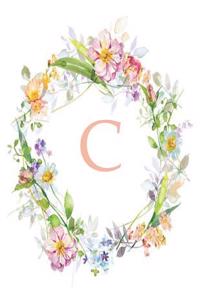 C: Monogram Initial C Notebook Pink Floral 110 Pages 8.5 X 11