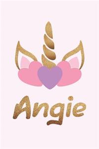 Angie: Personalized First Name Unicorn Gift Birthday Girl Notebook Journal 104 Pages