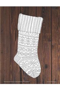 Adult Coloring Christmas Stocking Notebook with Floral Margins