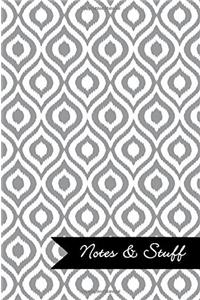 Notes & Stuff Lined Notebook With French Grey Ikat Pattern Cover
