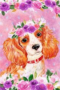 Bullet Journal Notebook for Dog Lovers King Charles Spaniel in Flowers 3.