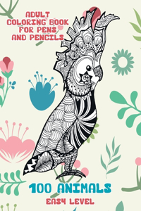 Adult Coloring Book for Pens and Pencils - 100 Animals - Easy Level