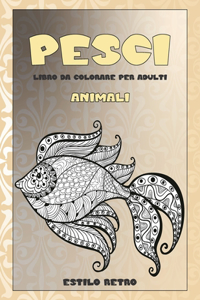 Libro da colorare per adulti - Estilo retro - Animali - Pesci