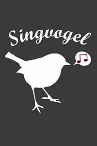 Singvogel: Liniertes DinA 5 Notizbuch für Musikerinnen und Musiker Musik Notizheft