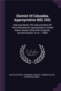 District Of Columbia Appropriation Bill, 1921