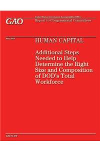 HUMAN CAPITAL Additional Steps Needed to Help Determine the Right Size and Composition of DOD's Total Workforce