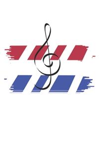 Holland Netherland Flag Music Clef Bass treble - music book, music lines, notebook, notepad, 120 pages, souvenir gift book, also suitable as a decoration for birthday or christmas
