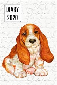 2020 Daily Diary Planner, Watercolor Basset Hound Puppy