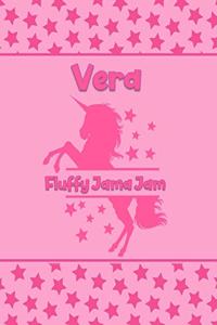 Vera Fluffy Jama Jam: Personalized Draw & Write Book with Her Unicorn Name - Word/Vocabulary List Included for Story Writing