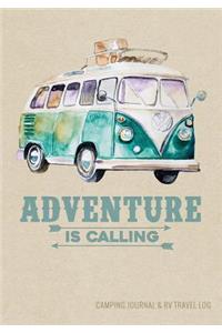 Camping Journal & RV Travel Logbook, Adventure Is Calling Van