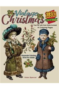 Vintage Christmas Grayscale Coloring Book for Adults