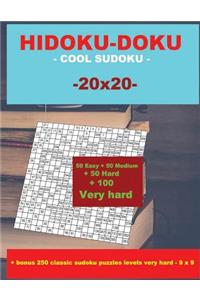 Hidoku-Doku - Cool Sudoku -20x20- 50 Easy + 50 Medium + 50 Hard + 100 Very Hard