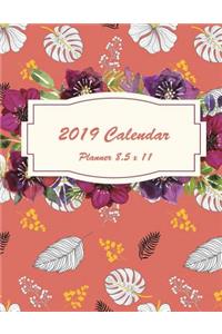 2019 Calendar Planner 8.5 X 11: Daily Weekly and Monthly, Yearly Calendar Planner, Daily Weekly Monthly Planner, Organizer, Agenda and Calendar 242 Pages Large 8.5 X 11