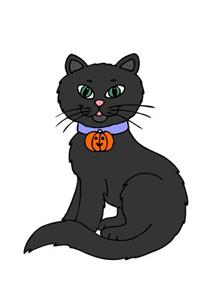 Black Halloween Cat Jack O Lantern Collar Tag School Composition Book 130 Pages