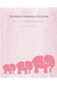 Elephant Personal Planner: 110 Page 8x10" Lined Journal for Your Thoughts, Ideas, and Inspiration, to Do List, Notepad, and Planner