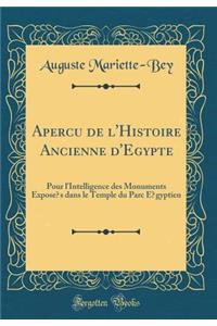 Aperï¿½u de l'Histoire Ancienne d'Egypte: Pour l'Intelligence Des Monuments Exposï¿½s Dans Le Temple Du Parc ï¿½gyptien (Classic Reprint)