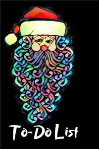 Stained Glass White Christmas Santa Cute Christmas Blank Gift To-Do List Book for Women or Man