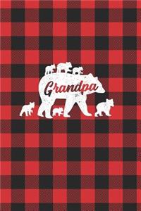 Grandpa: Lumberjack Buffalo Plaid Family Bear Grandpa 6 Cub Journal Notebook