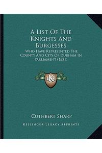A List Of The Knights And Burgesses